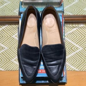 J. Crew Black Leather Block Pointed Toe Stacked Heel Size 7